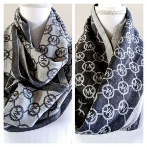 Michael Kors Two Tone Monogram Reversible Sweater Knit Infinity Scarf